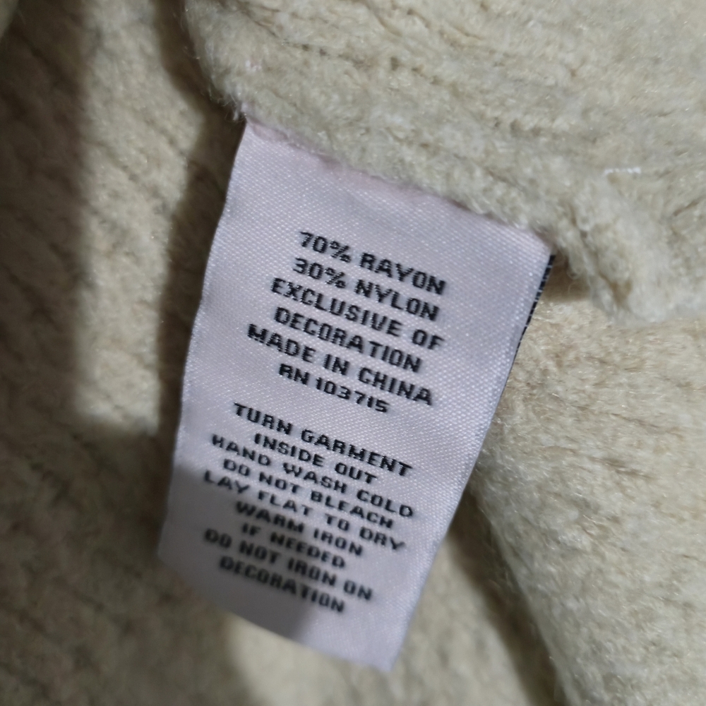 Nanette Lepore Pearl Button Textured Knit Cardigan Off White Cream Rayon Medium - Picture 13 of 15